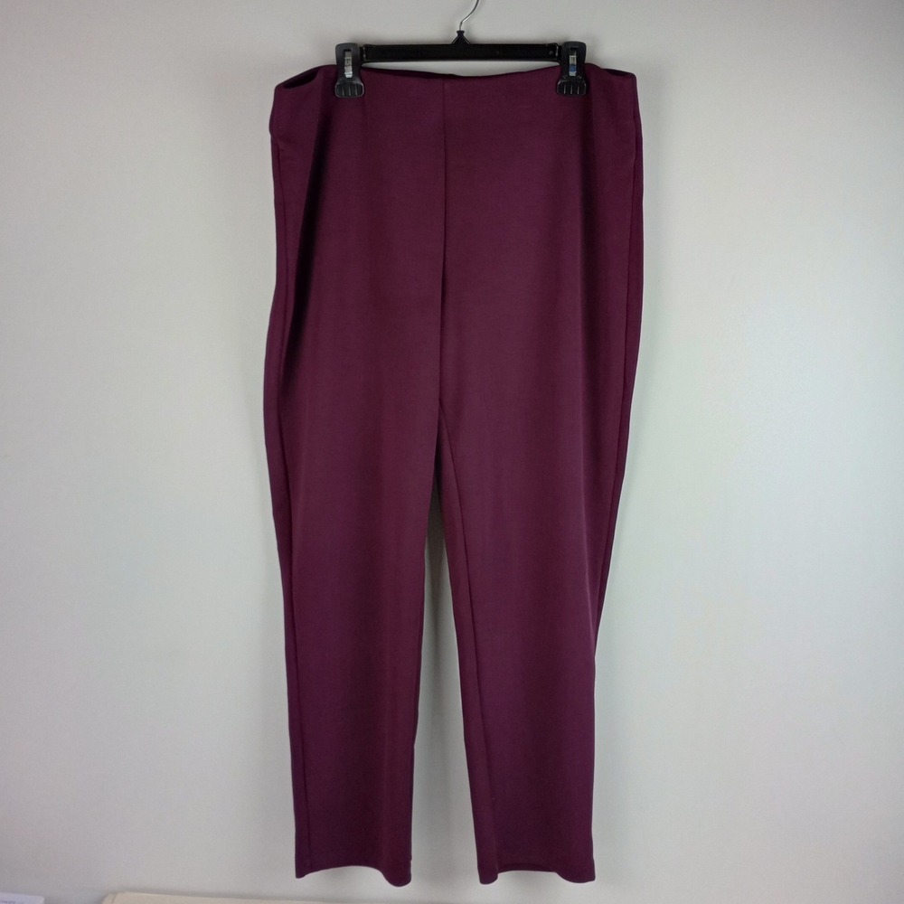 Chico's Womens XLR Purple Pull On Soft Elastic Waist Stretch Straight Leg Pants